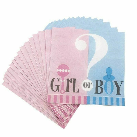 72 Baby Shower Party Supplies GENDER REVEAL BOY OR GIRL BLUE PINK LUNCH Naps - Picture 2 of 4